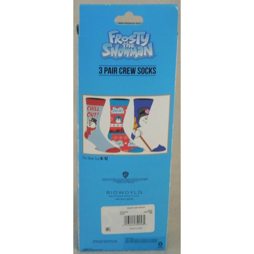 Frosty the Snowman Crew Socks 3 Pair Pack Men's Shoe Size 8 to 12 - Picture 3 of 3